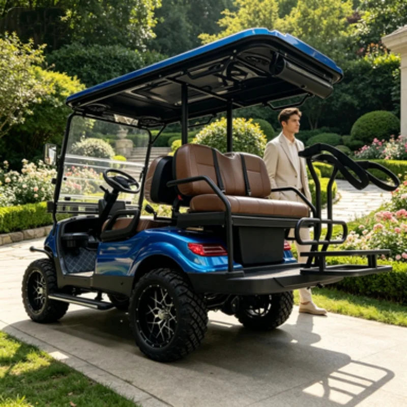 Voiturette de golf électrique 2, 4 ou 6 places avec panier avant et barre de son