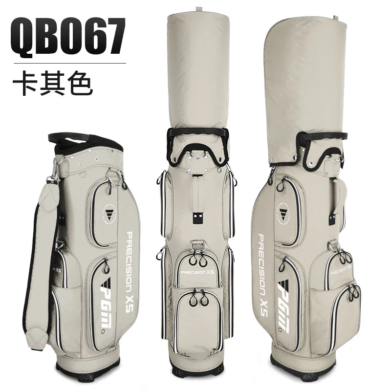 Sac de golf chariot – modèle beige multi-poches, trois vues
