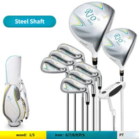 Set de golf complet femme – 9 clubs à manche acier avec sac