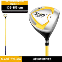 Driver de golf junior – version noir et jaune, enfant de 135 à 155 cm
