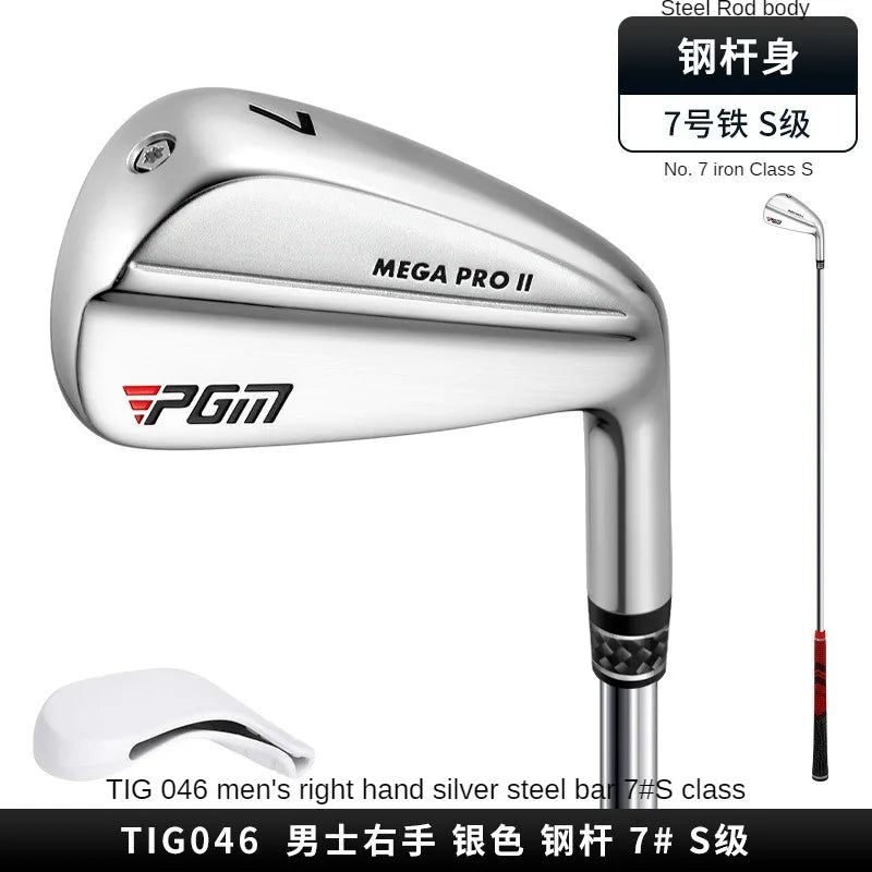 Fer de golf à l'unité argent – fer n° 7, manche acier, flex Stiff