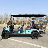 Voiturette de golf électrique – version 6 places bleu clair, vue de profil