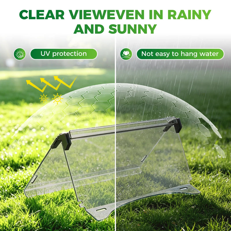 Pare-brise voiturette de golf – pare-brise transparent posé sur l'herbe, protection UV et pluie