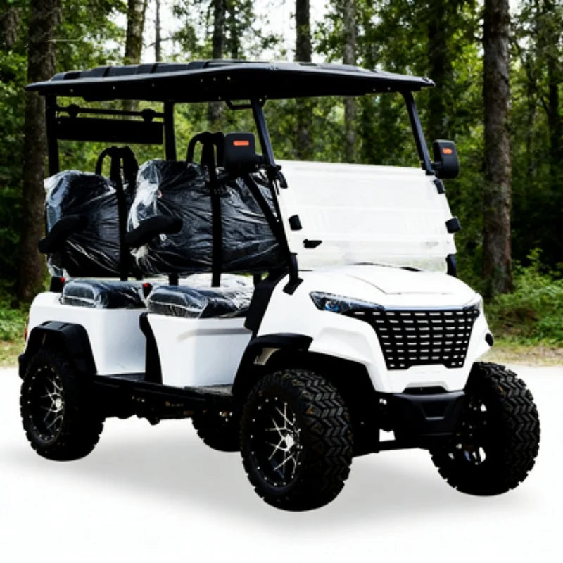 Voiturette de golf électrique de chasse blanche – vue de face avec calandre