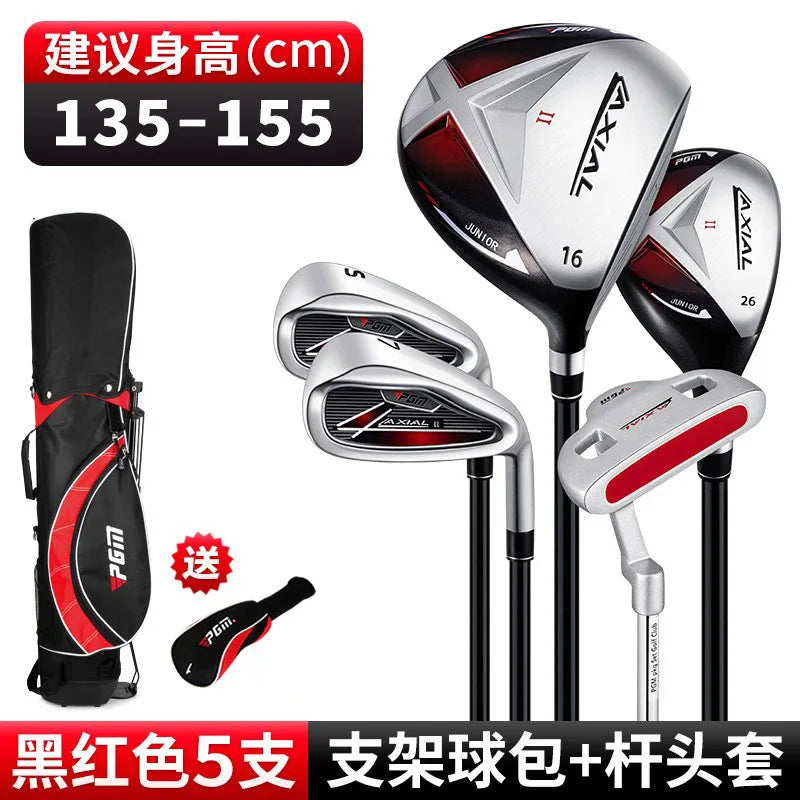Set de golf enfant 5 clubs – set noir et rouge avec sac trépied pour enfant de 135 à 155 cm