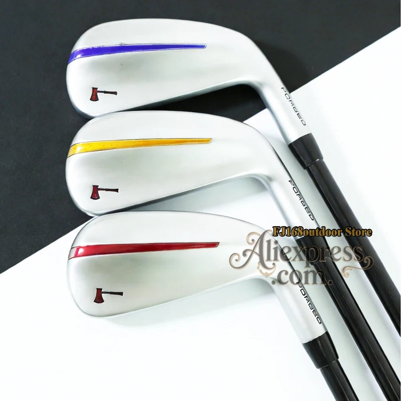 Fer de golf utilitaire – trois têtes à bandes bleue, jaune et rouge, manche graphite