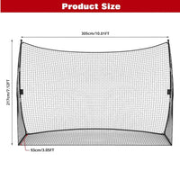 Filet de golf sur cadre – schéma des dimensions 305 x 217 cm et profondeur 93 cm