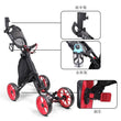Chariot de golf manuel 4 roues pliable avec porte-parapluie et frein