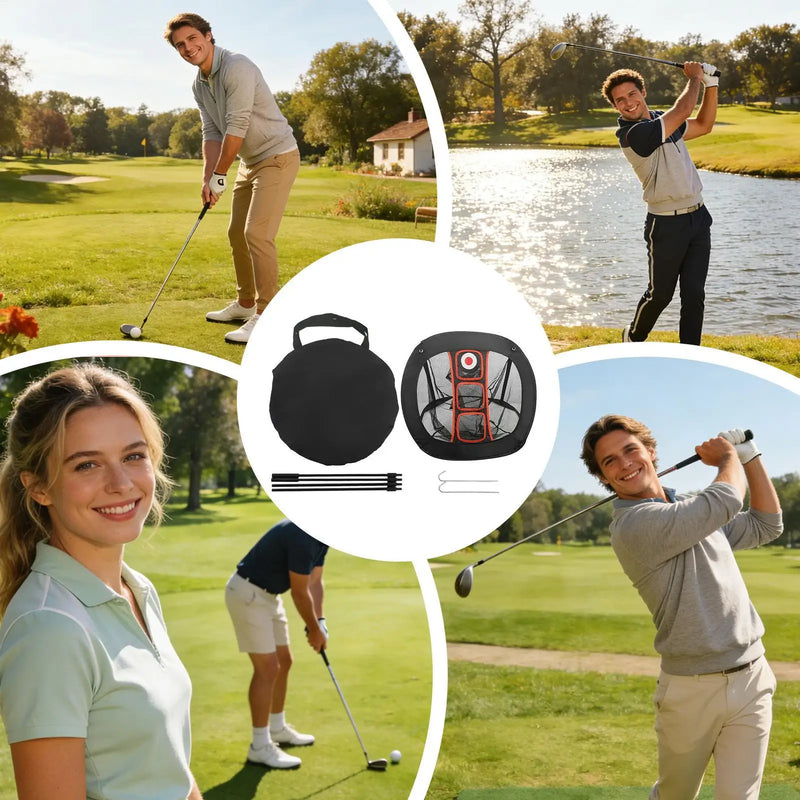 Filet de chipping golf carré – golfeurs en situation de jeu sur le parcours