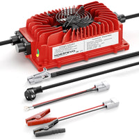 Chargeur de batterie au plomb 48 V – chargeur rouge avec pinces crocodiles, connecteur Anderson et cordon secteur