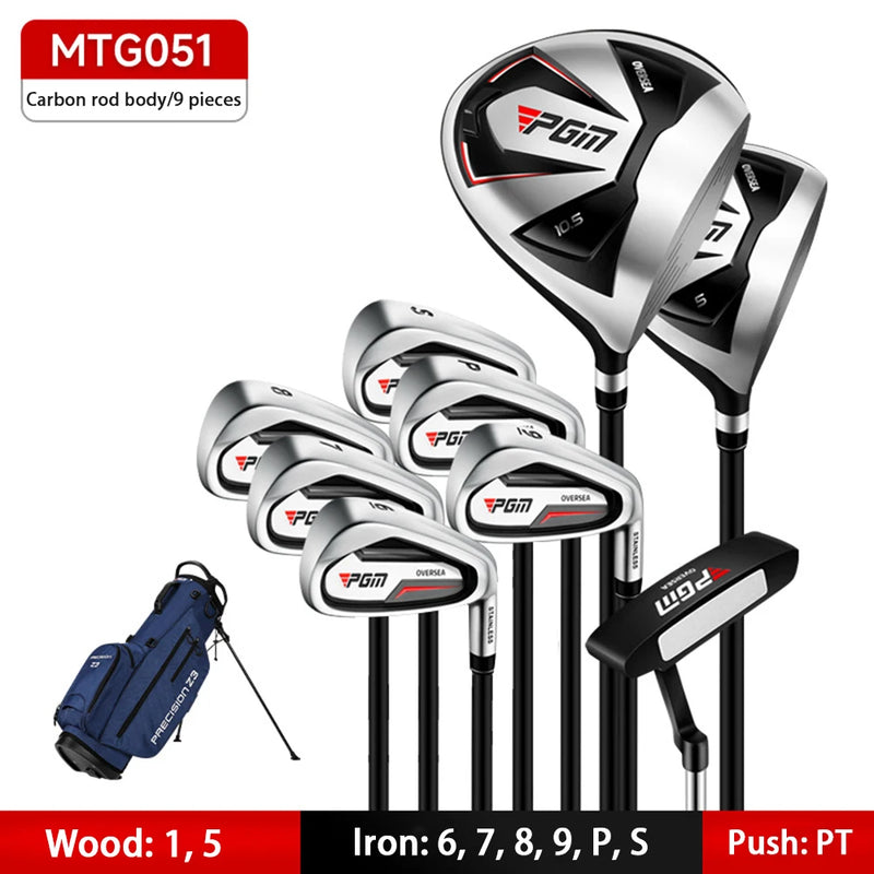 Set de golf complet droitier – 9 clubs à manche carbone avec sac