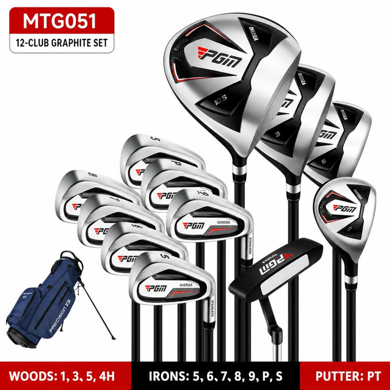 Set de golf complet homme – 12 clubs à shaft graphite avec sac, bois, hybride, fers et putter