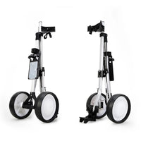 Chariot de golf 2 roues aluminium – deux chariots repliés vus de face et de côté