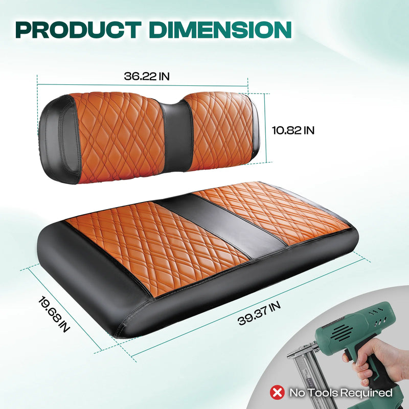 Housse de siège avant de voiturette de golf – dimensions de la housse : dossier 92 × 27,5 cm et assise 100 × 50 cm, pose sans outil
