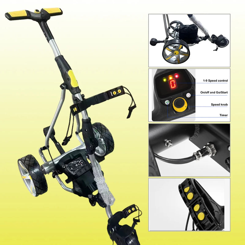 Chariot de golf électrique avec télécommande, deux moteurs 200 W, aluminium 14,4 V