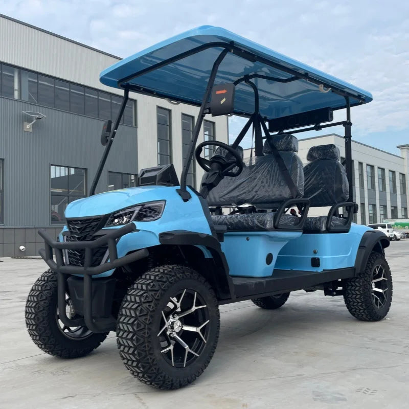 Voiturette de golf électrique à pare-chocs avant – vue de trois quarts avant, poste de conduite