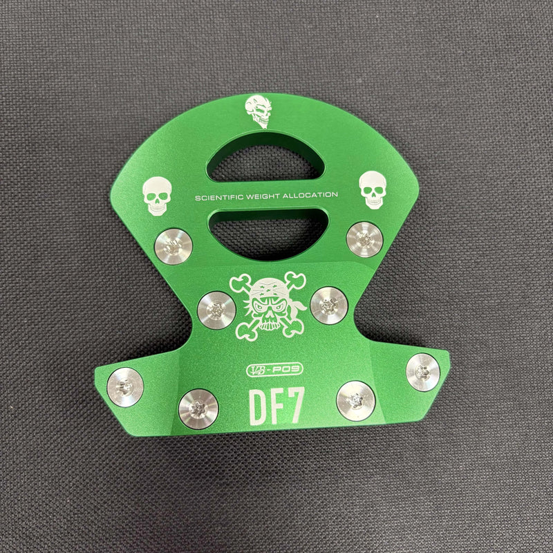 Putter maillet aluminium CNC – tête seule verte vue de dessus
