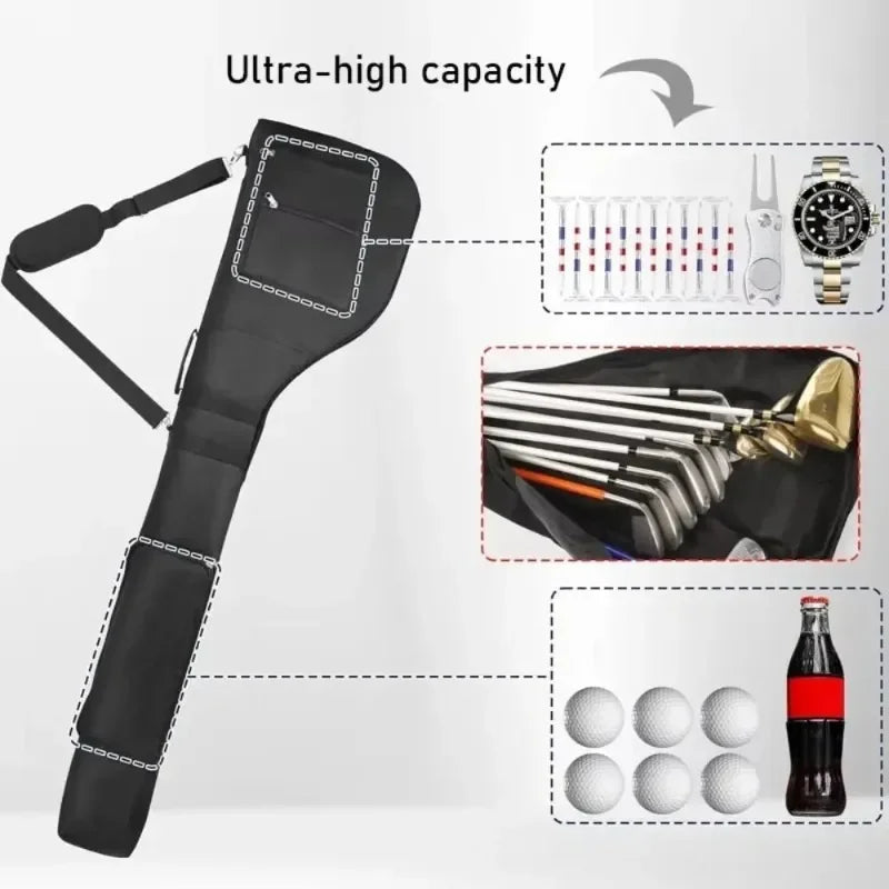 Sac de golf pencil pliable imperméable – capacité : clubs, balles, tees et accessoires