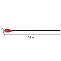 Tige d'entraînement swing golf – schéma des dimensions : 53 cm de long, 3 cm à l'embout