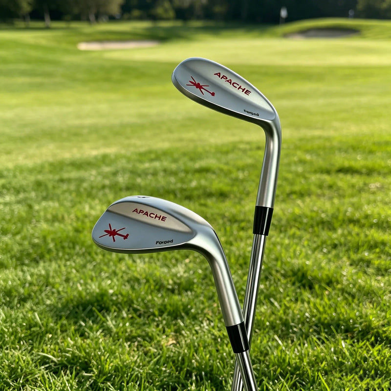 Wedge de golf haute rotation – deux wedges plantés dans l'herbe du fairway