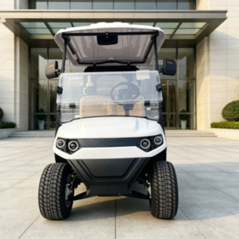 Voiturette de golf électrique – vue de face avec pare-brise