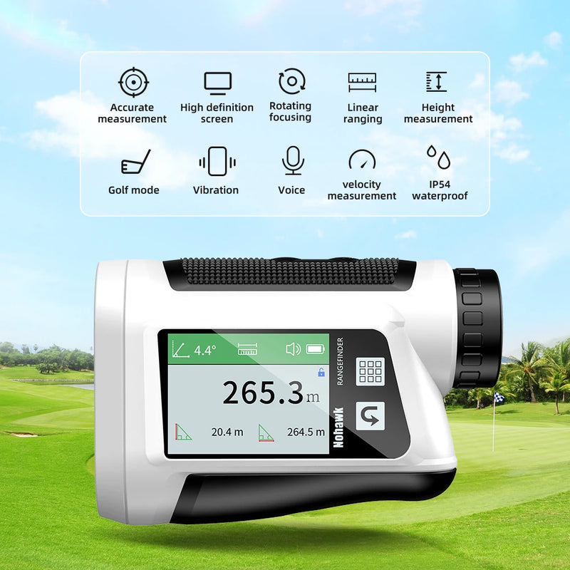 Télémètre laser de golf – fonctions : mesure, écran, mise au point, vibration, voix, mode golf, IP54