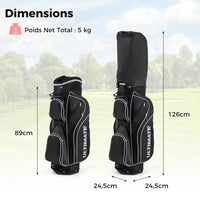 Kit de golf complet femme droitier – schéma des dimensions du sac