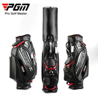 Sac de golf tour en microfibre – sac noir vu de face, de dos et de profil avec son capot