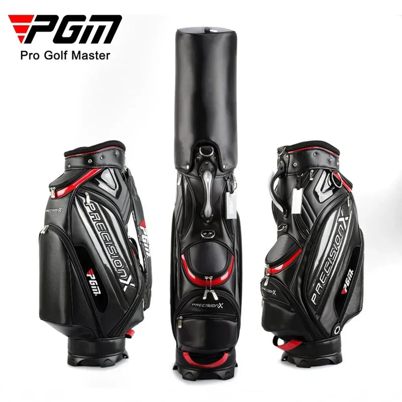 Sac de golf tour en microfibre – sac noir vu de face, de dos et de profil avec son capot