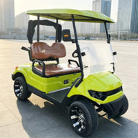 Voiturette de golf électrique – vue avant trois quarts, sièges marron