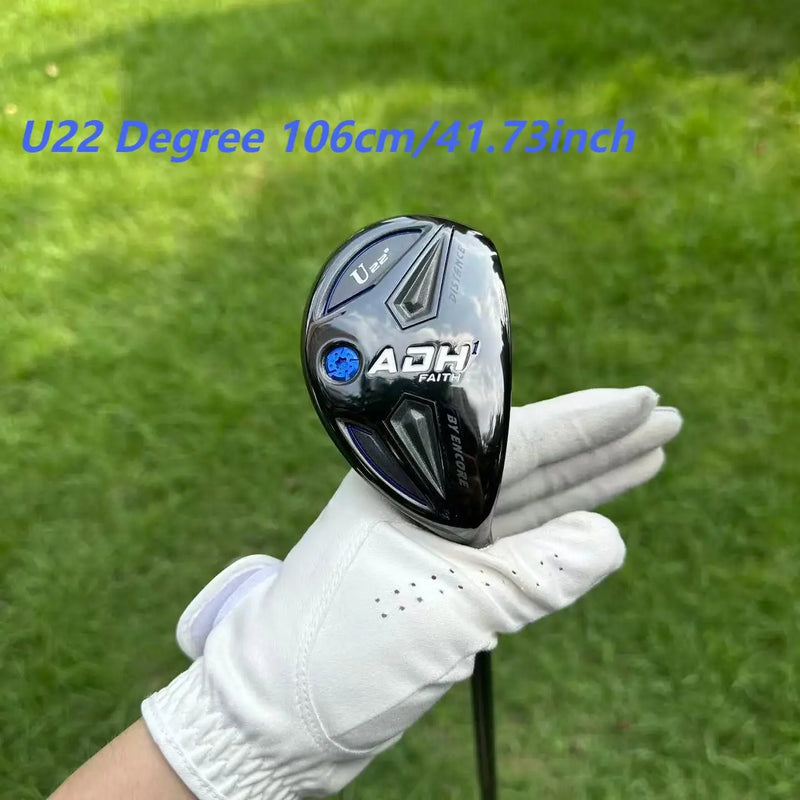 Hybride golf noir – loft 22° tenu à la main sur l'herbe