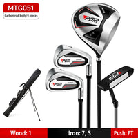 Set de golf complet droitier – 4 clubs à manche carbone avec sac de transport