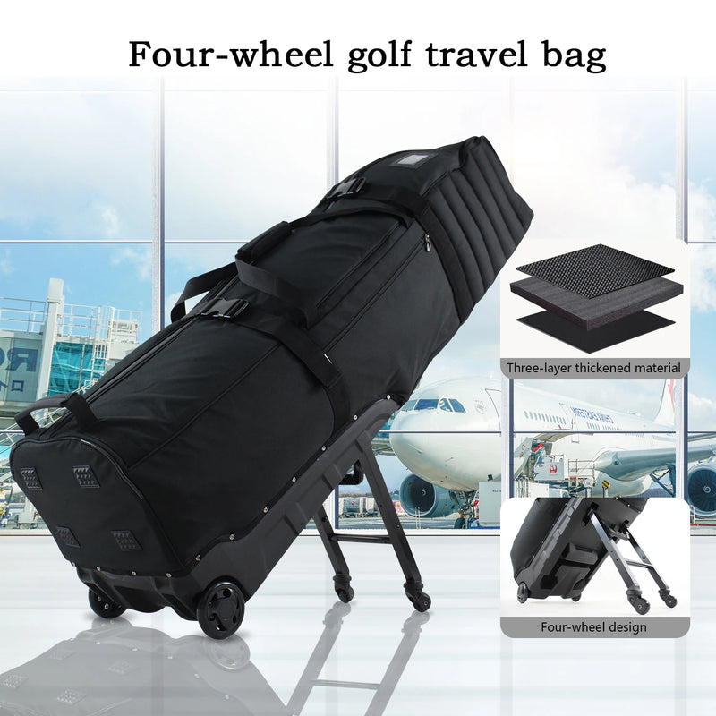 Housse de voyage golf pliable à 4 roues avec cadre de support