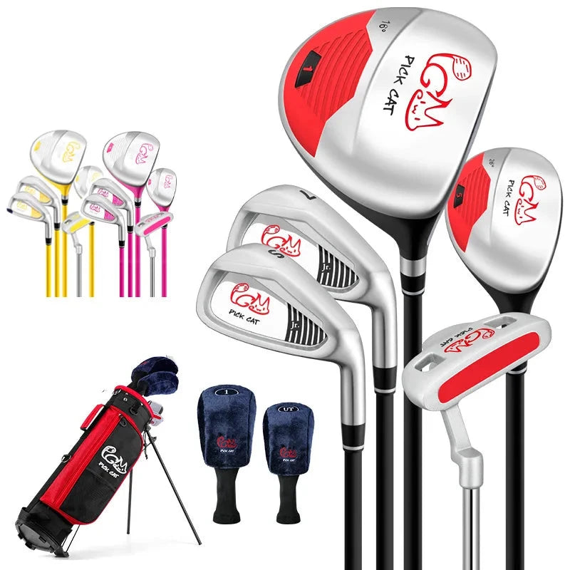 Set de golf enfant rose ou noir, 5 clubs et sac, 6 à 12 ans