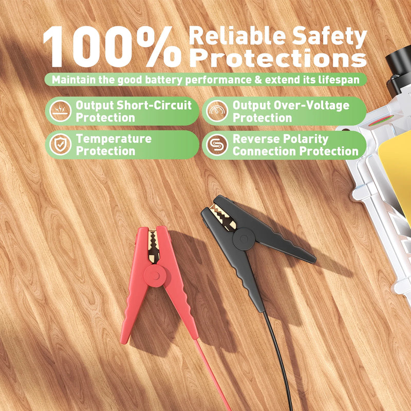Chargeur LiFePO4 58,4 V – pinces crocodiles rouge et noire et protections de sécurité