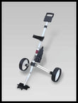Chariot de golf manuel 2 roues pliable en aluminium argent, porte-bouteille et porte-carte