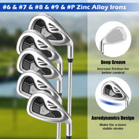 Set de golf complet homme – fers en alliage de zinc à rainures profondes