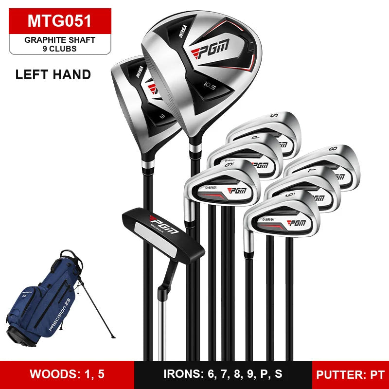 Set de golf complet homme – 9 clubs gaucher à shaft graphite avec sac