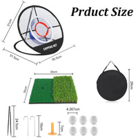 Filet de chipping golf rond – dimensions du filet, du tapis, du tee et du sac