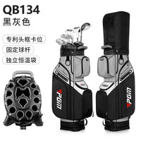 Sac de golf chariot déperlant – sac noir et gris de face avec le détail du sommet moulé et du capot
