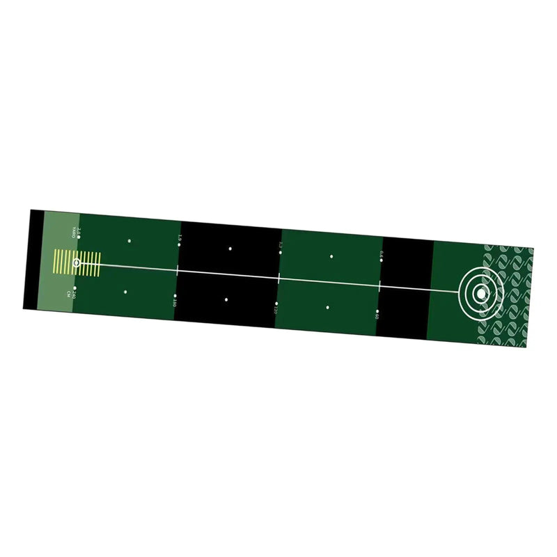 Tapis de putting golf 240 x 28,5 cm – motif vert foncé avec repères de 60 à 240 cm