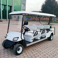 Voiturette de golf électrique de 2 à 10 places – version 8 places blanche vue de trois quarts avant