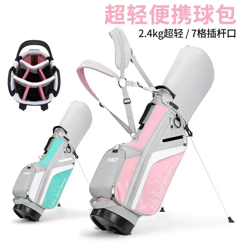 Sac de golf trépied femme – les deux coloris, gris et rose, gris et turquoise, avec capot gris