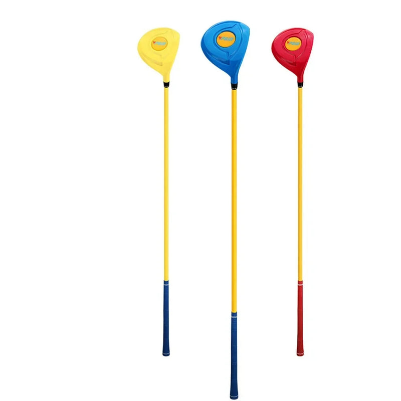 Club de golf enfant driver – trois clubs jaune, bleu et rouge à manche jaune