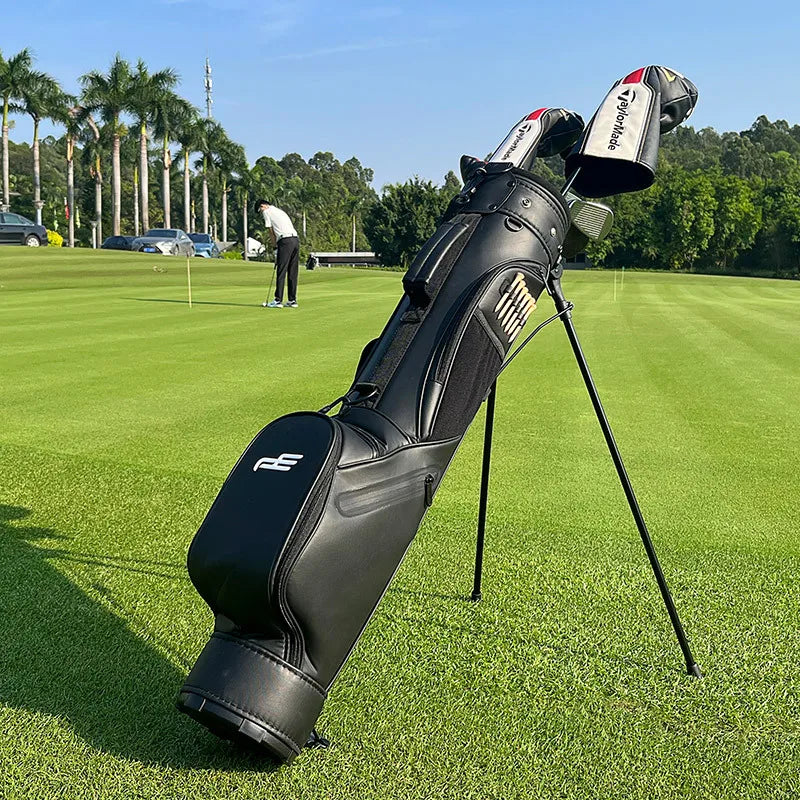 Sac de golf pencil à trépied en cuir PU pour 7 clubs