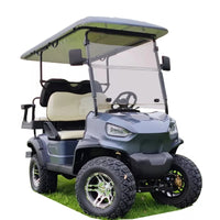 Voiturette de golf électrique de luxe 4 places grise – vue détourée de trois quarts avant