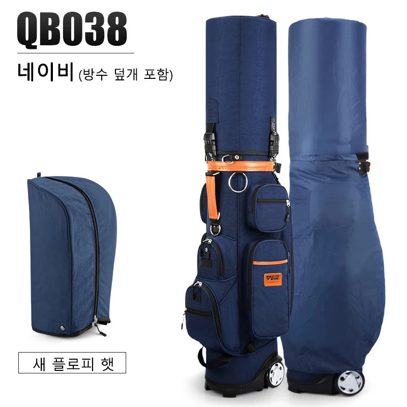 Sac de golf de voyage à roulettes – coloris bleu marine avec housse de pluie