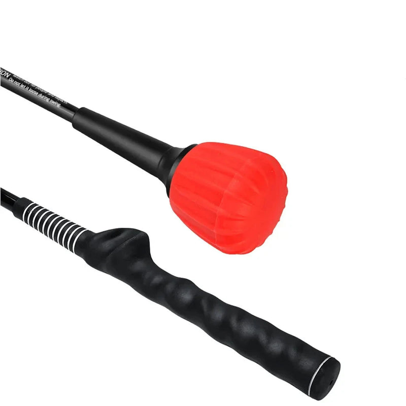 Bâton d'entraînement swing golf – détails de la tête en silicone et de la poignée moulée