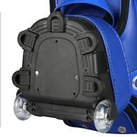 Sac de golf tour en cuir PU à roulettes – dessous du sac bleu : base moulée et roues