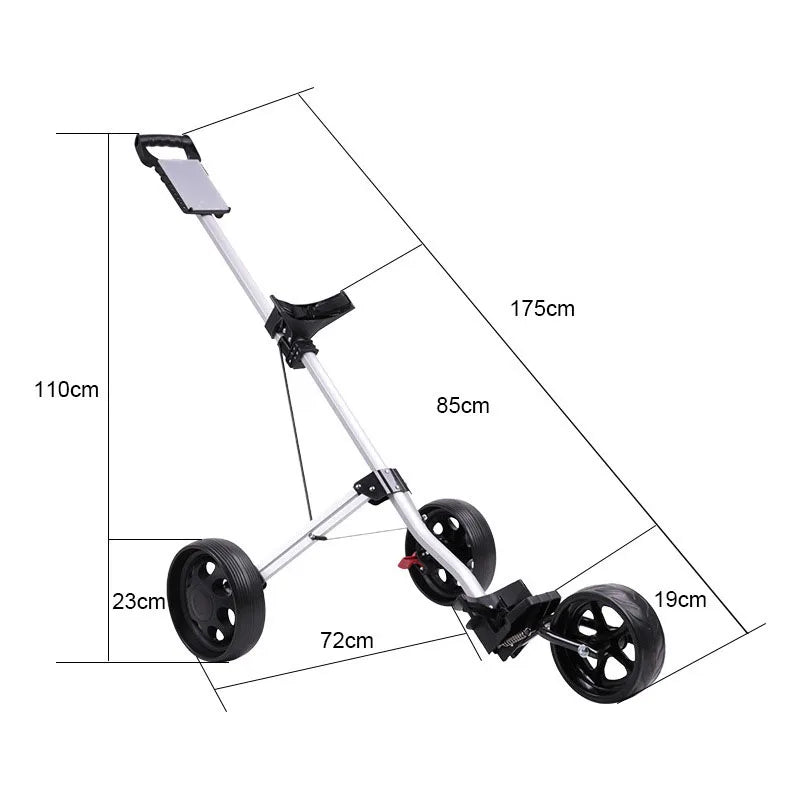 Chariot de golf manuel pliable à 3 roues – cotes du chariot